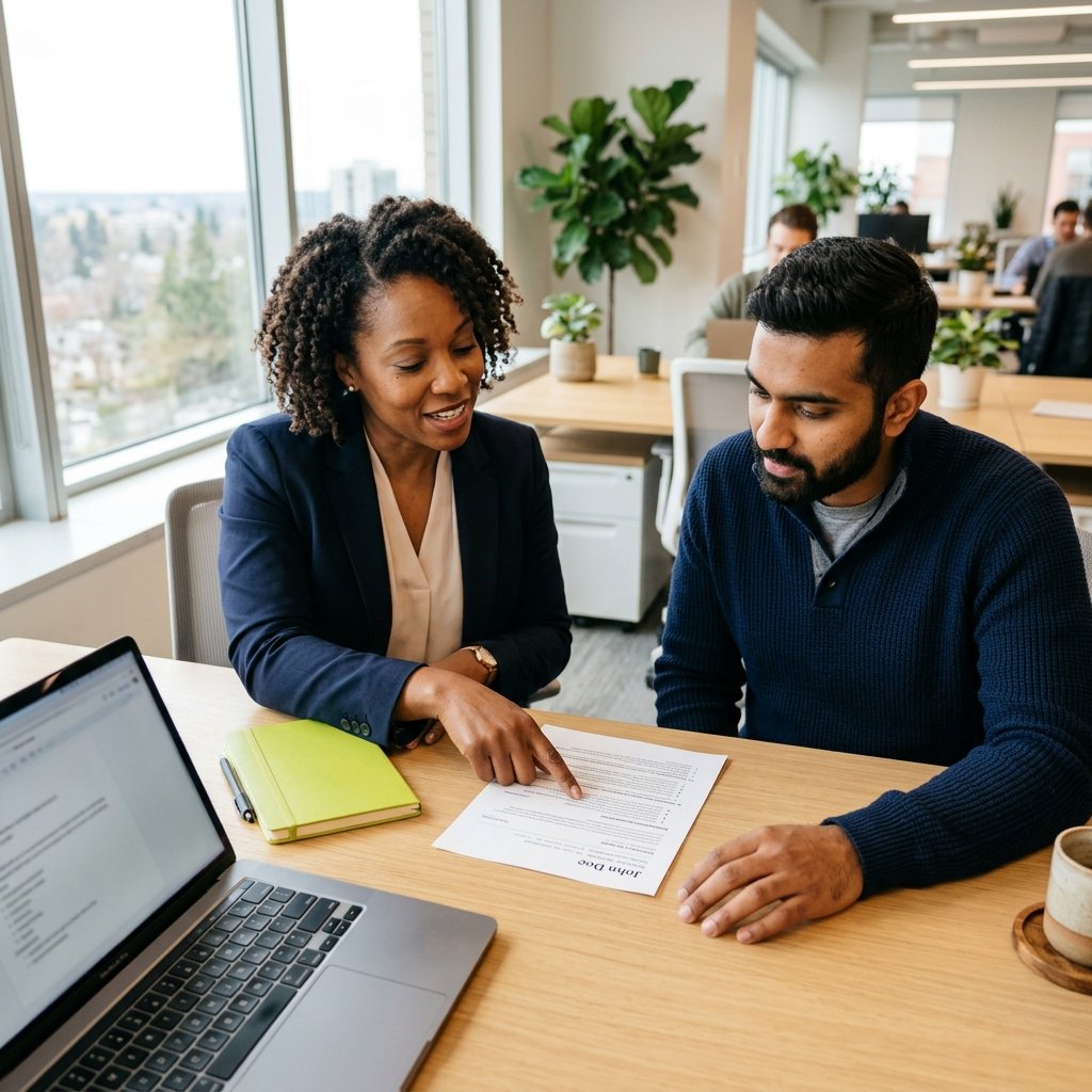 Tech professional having a strategic career discussion