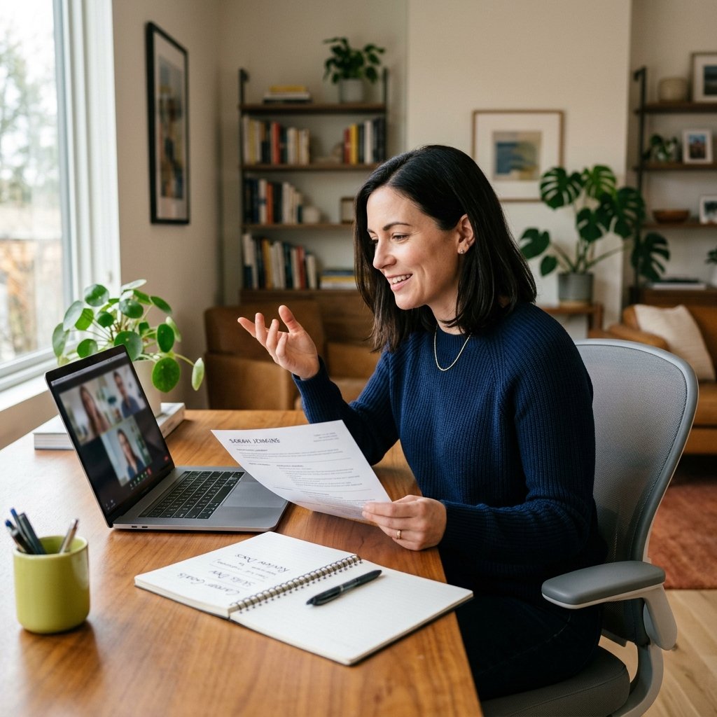 Tech professional in a career consultation video call