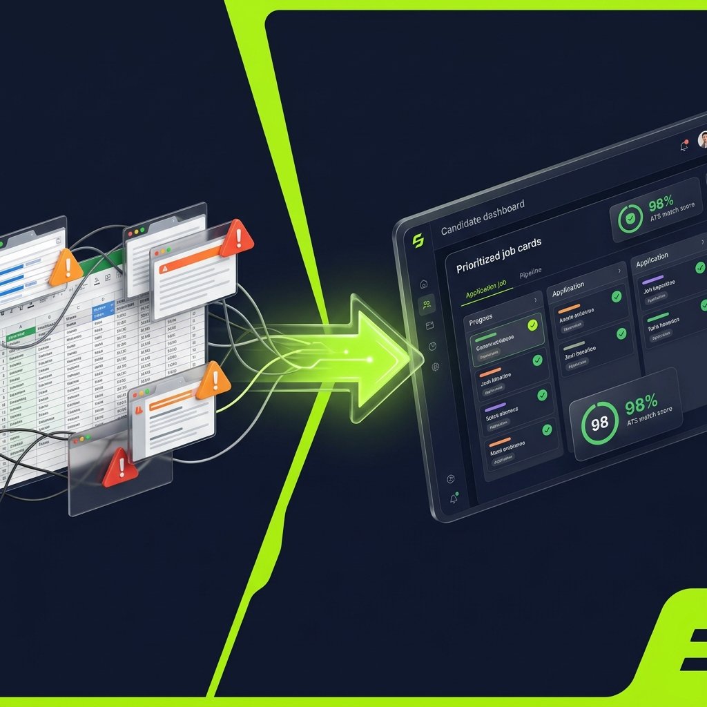 Transformation: From Chaotic Search to Structured Upward.jobs Dashboard